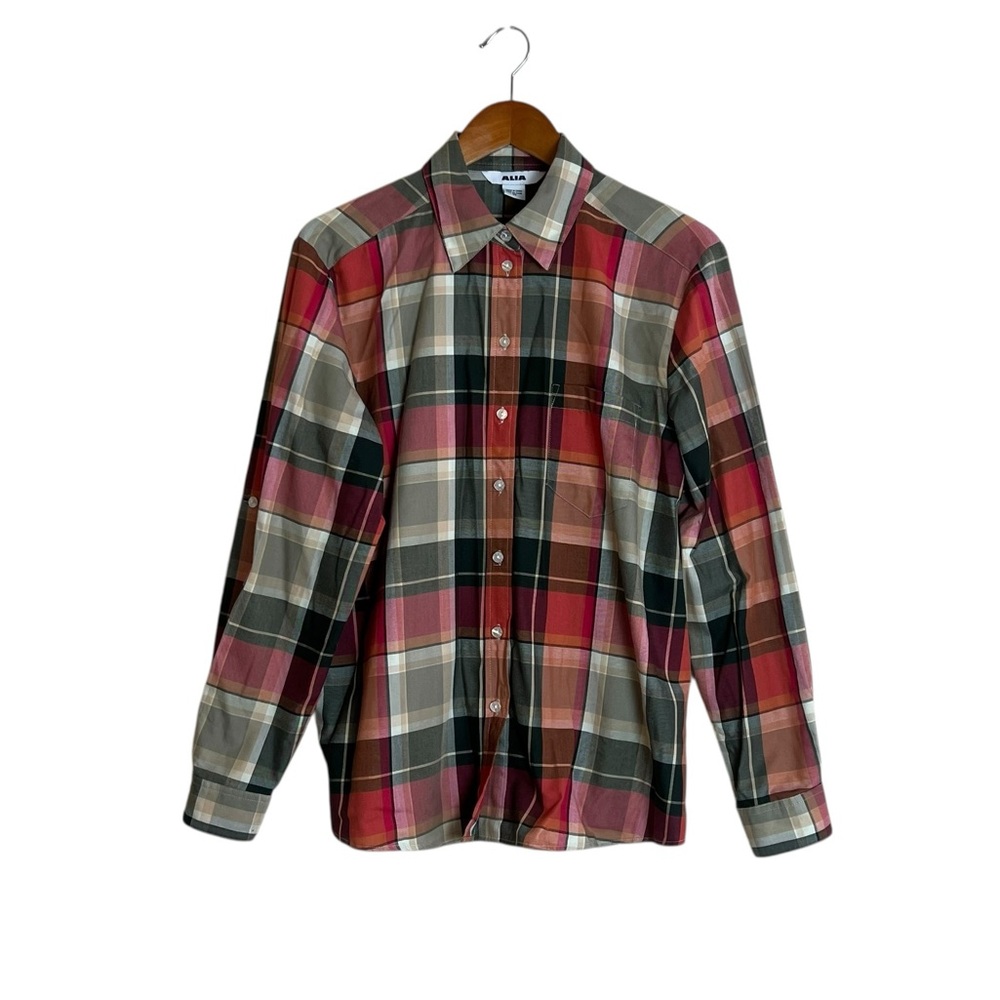 3 for $30! Alia red plaid button down shirt. Size 14
